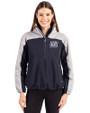 New York Giants Historic Cutter & Buck Charter Eco Recycled Womens Anorak Jacket Navy Blue/Polished Front