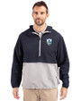 Los Angeles Chargers Historic Cutter & Buck Charter Eco Recycled Mens Anorak Jacket Navy Blue/Polished Front