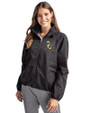 Green Bay Packers Historic Cutter & Buck Charter Eco Recycled Womens Full-Zip Jacket Black Front