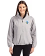Los Angeles Chargers Historic Cutter & Buck Charter Recycled Packable Womens Full Zip Jacket Polished Medium Gray Front