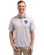 Los Angeles Rams Historic Cutter & Buck Virtue Eco Pique Micro Stripe Recycled Mens Polo Polished/White Front