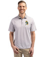 Green Bay Packers Historic Cutter & Buck Virtue Eco Pique Micro Stripe Recycled Mens Polo Polished/White Front
