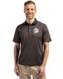 Miami Dolphins Historic Cutter & Buck Virtue Recycled Micro Stripe Featherlight Pique Mens Polo Black/Elemental Grey Front