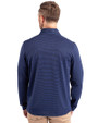 New England Patriots Historic Cutter & Buck Virtue Eco Pique Micro Stripe Recycled Mens Big & Tall Quarter Zip Tour Blue/Black Back