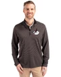 Arizona Cardinals Historic Cutter & Buck Virtue Eco Pique Micro Stripe Recycled Mens Quarter Zip Black/Elemental Grey Front