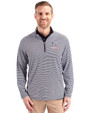 Tampa Bay Rays Stars & Stripes Cutter & Buck Virtue Eco Pique Micro Stripe Recycled Mens Quarter Zip Navy Blue/White Front