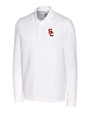 USC Trojans Cutter & Buck Advantage Eco Tri-Blend Pique Mens Big and Tall Long Sleeve Polo White Mannequin
