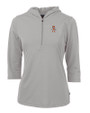 Oklahoma State Cowboys Wrestling Pete Cutter & Buck Virtue Eco Pique Recycled Half Zip Pullover Womens Hoodie Polished Medium Gray Mannequin