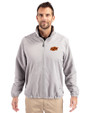 Oklahoma State Cowboys Cutter & Buck Charter Eco Knit Recycled Big & Tall Full-Zip Jacket Polished Medium Gray Front