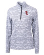 USC Trojans Cutter & Buck Traverse Stretch Eco Camo Print Quarter Zip Womens Pullover Charcoal Mannequin