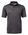 Oklahoma State Cowboys Wrestling Pete Cutter & Buck Virtue Eco Pique Micro Stripe Recycled Mens Big & Tall Polo Black/Elemental Grey Mannequin