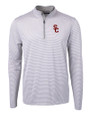 USC Trojans Cutter & Buck Virtue Eco Pique Micro Stripe Recycled Mens Quarter Zip Polished/White Mannequin