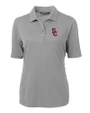 USC Trojans Cutter & Buck Virtue Eco Pique Recycled Womens Polo Polished Medium Gray Mannequin