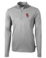 USC Trojans Cutter & Buck Virtue Eco Pique Recycled Quarter Zip Mens Big & Tall Pullover Polished Medium Gray Mannequin
