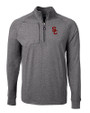 USC Trojans Cutter & Buck Adapt Eco Knit Heather Mens Quarter Zip Pullover Black Heather Mannequin