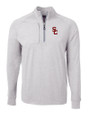 USC Trojans Cutter & Buck Adapt Eco Knit Heather Mens Quarter Zip Pullover Polished Heather Mannequin