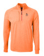 Oklahoma State Cowboys Wrestling Pete Cutter & Buck Adapt Eco Knit Heather Mens Quarter Zip Pullover College Orange Heather Mannequin