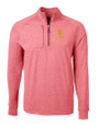 USC Trojans Cutter & Buck Adapt Eco Knit Heather Mens Big & Tall Quarter Zip Pullover Cardinal Red Heather Mannequin