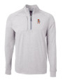 Oklahoma State Cowboys Wrestling Pete Cutter & Buck Adapt Recycled Soft Knit Stretch Mens Big & Tall Heathered Quarter Zip Pullover Polished Heather Mannequin