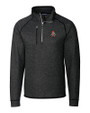 Oklahoma State Cowboys Wrestling Pete Cutter & Buck Mainsail Sweater-Knit Mens Big and Tall Half Zip Pullover Jacket Charcoal Heather Mannequin