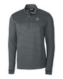 Oklahoma State Cowboys Wrestling Pete Cutter & Buck Traverse Stretch Eco Stripe Quarter Zip Mens Pullover Elemental Grey Mannequin
