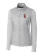 USC Trojans Cutter & Buck Stealth Hybrid Quilted Womens Full Zip Windbreaker Jacket Polished Medium Gray Mannequin