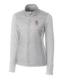 Oklahoma State Cowboys Wrestling Pete Cutter & Buck Stealth Hybrid Quilted Womens Full Zip Windbreaker Jacket Polished Medium Gray Mannequin