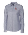 USC Trojans Cutter & Buck Stretch Oxford Womens Long Sleeve Dress Shirt Charcoal Mannequin