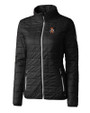 Oklahoma State Cowboys Wrestling Pete Cutter & Buck Rainier Recycled Insulated Puffer Womens Full Zip Jacket Black Mannequin