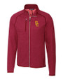 USC Trojans Cutter & Buck Mainsail Sweater-Knit Mens Full Zip Jacket Cardinal Red Heather Mannequin