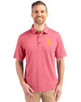 USC Trojans Cutter & Buck Forge Heathered Stretch Mens Polo Cardinal Red Heather Front