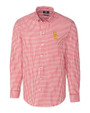 USC Trojans Cutter & Buck Easy Care Stretch Gingham Mens Big and Tall Long Sleeve Dress Shirt Cardinal Red Mannequin