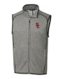 USC Trojans Cutter & Buck Mainsail Sweater-Knit Mens Full Zip Vest Polished Heather Mannequin