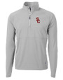 USC Trojans Cutter & Buck Adapt Eco Knit Hybrid Recycled Mens Quarter Zip Polished Medium Gray Mannequin