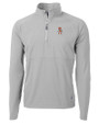 Oklahoma State Cowboys Wrestling Pete Cutter & Buck Adapt Eco Knit Hybrid Recycled Mens Quarter Zip Polished Medium Gray Mannequin