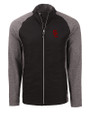 USC Trojans Cutter & Buck Adapt Eco Knit Hybrid Recycled Mens Big & Tall Full Zip Jacket Black Heather/Black Mannequin