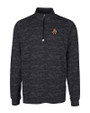 Oklahoma State Cowboys Wrestling Pete Cutter & Buck Traverse Stretch Eco Camo Print Quarter Zip Mens Big and Tall Pullover Black Mannequin