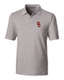 USC Trojans Cutter & Buck Forge Pencil Stripe Stretch Mens Polo Polished Medium Gray Mannequin