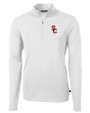 USC Trojans Cutter & Buck Virtue Eco Pique Recycled Quarter Zip Mens Pullover White Mannequin