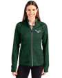 Philadelphia Eagles Historic Cutter & Buck Mainsail Full Zip Hooded Womens Jacket Hunter Heather Front