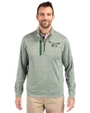 Philadelphia Eagles Historic Cutter & Buck Stealth Heathered Mens Quarter Zip Hunter Green Front