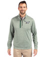 Philadelphia Eagles Historic Cutter & Buck Stealth Heathered Quarter Zip Mens Pullover Hunter Green Front