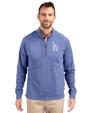 Los Angeles Dodgers Cutter & Buck Adapt Eco Knit Heather Mens Quarter Zip Pullover Tour Blue Heather Front