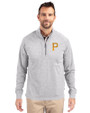 Pittsburgh Pirates Cutter & Buck Adapt Eco Knit Heather Mens Quarter Zip Pullover Polished Heather Front