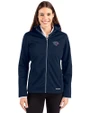Jacksonville Jaguars Americana Cutter & Buck Evoke Recycled Honeycomb Fleece Womens Full Zip Jacket Navy Blue Front