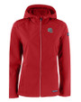New England Patriots NFL Helmet Cutter & Buck Evoke Softshell Recycled Full Zip Womens Jacket Cardinal Red Mannequin