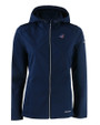 Carolina Panthers Americana Cutter & Buck Evoke Softshell Recycled Full Zip Womens Jacket Navy Blue Mannequin