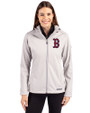 Boston Red Sox Cutter & Buck Evoke Softshell Recycled Full Zip Womens Jacket CONCRETE Front
