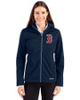 Boston Red Sox Cutter & Buck Evoke Softshell Recycled Full Zip Womens Jacket Navy Blue Front