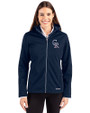 Colorado Rockies Stars & Stripes Cutter & Buck Evoke Softshell Recycled Full Zip Womens Jacket Navy Blue Front